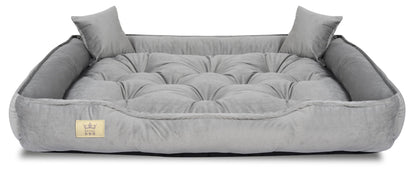 Legowisko dla psa kojec 130x105 cm welur szary - | yesplease