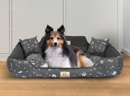 Legowisko dla psa kojec KINGDOG 100x75 cm personalizowane wodoodporne kości srebrne - | yesplease