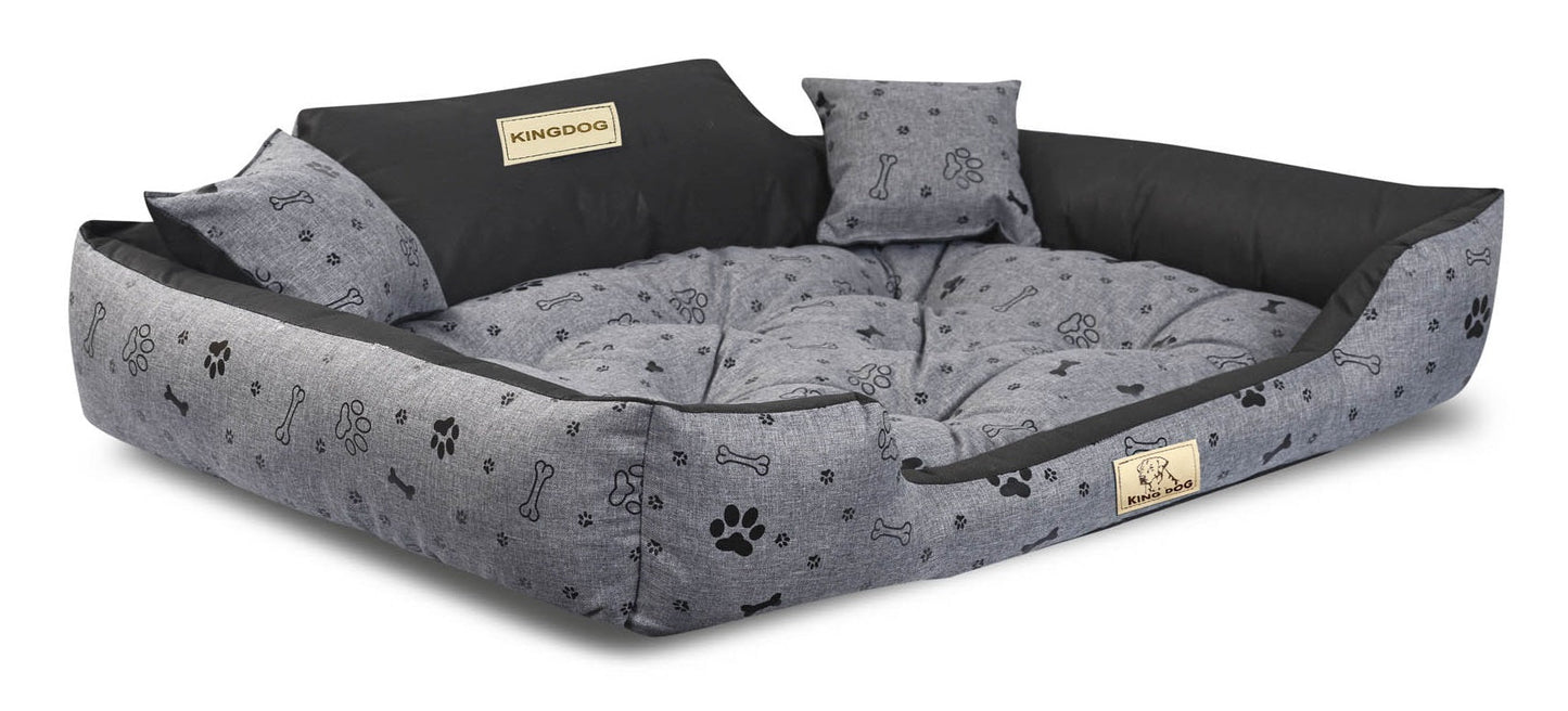 Legowisko dla psa kojec KINGDOG 115x95 cm personalizowane wodoodporne kości czarne - | yesplease