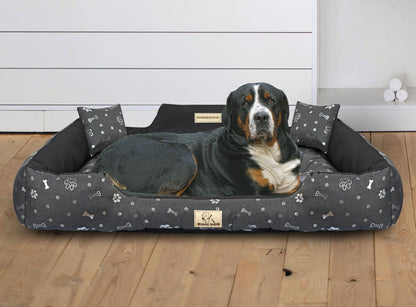Legowisko dla psa kojec KINGDOG 115x95 cm personalizowane wodoodporne kości srebrne - | yesplease