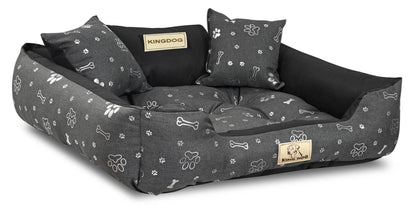 Legowisko dla psa kojec KINGDOG 75x65 cm personalizowane wodoodporne kości srebrne - | yesplease