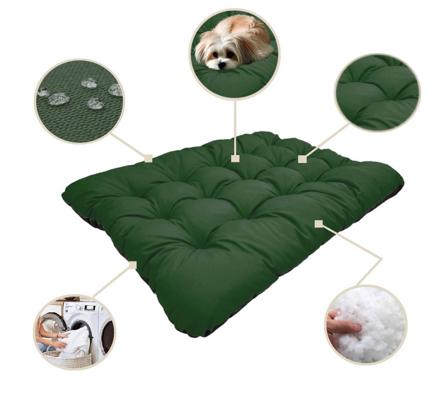 Legowisko dla psa poduszka PRESTIGE 120x80 cm wodoodporna zielone - | yesplease