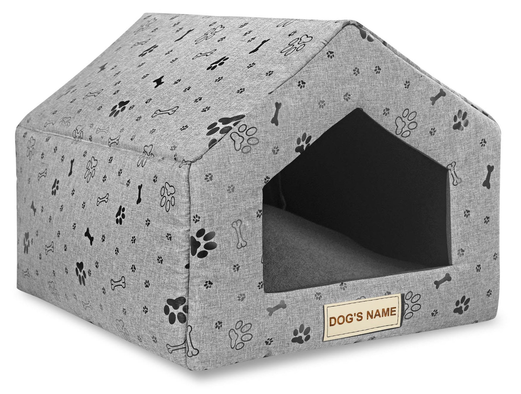 Legowisko personalizowane dla psa domek 50x40 cm H=38 cm łapy czarne - | yesplease
