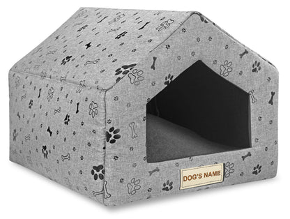 Legowisko personalizowane dla psa domek 50x40 cm H=38 cm łapy czarne - | yesplease